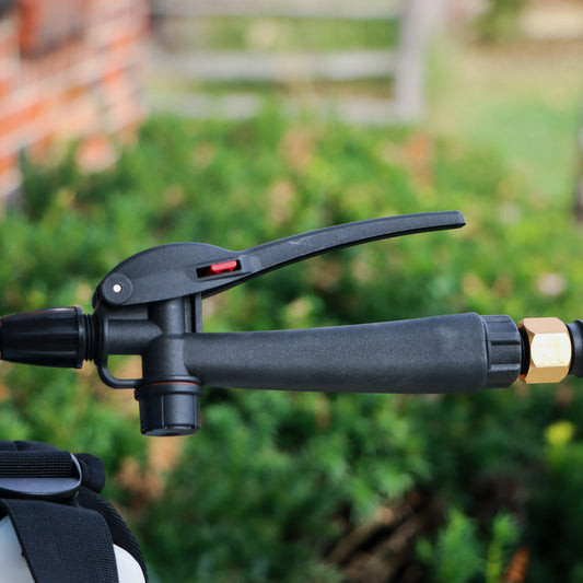 inline handle in focus with a blurred outdoor background