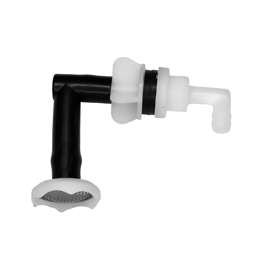 Black and white inlet filter on a white background