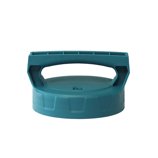 Teal plastic tank lid with handle on a white background